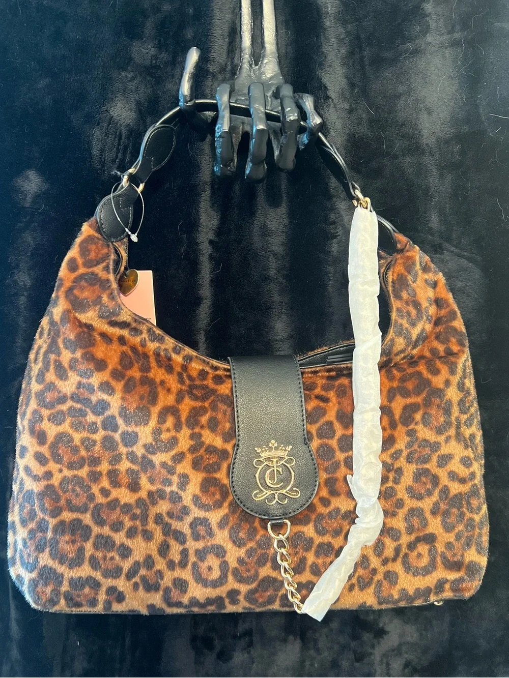 Juicy Couture, Leopard “Juicy Royal Crest” Large Hobo/Coho-NWT